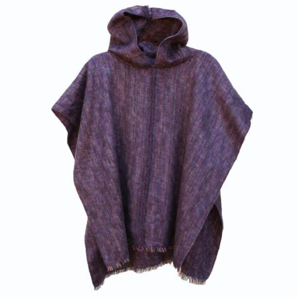 Heather Purple 100% Alpaca Poncho, Large